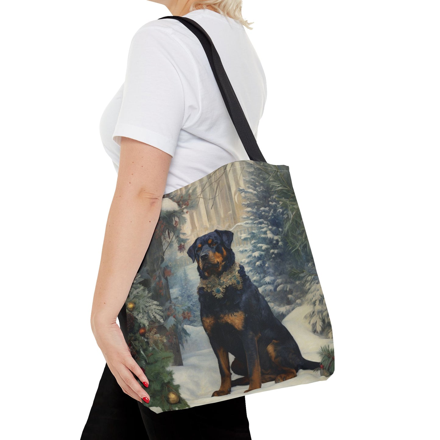 Rottweiler Winter Wonderland Canvas Tote Bag - Festive and Eco-Friendly