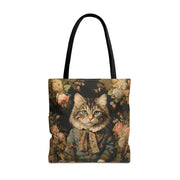 Maine Coon Cat Floral Art Tote Bag, Stylish Gift for Cat Lovers