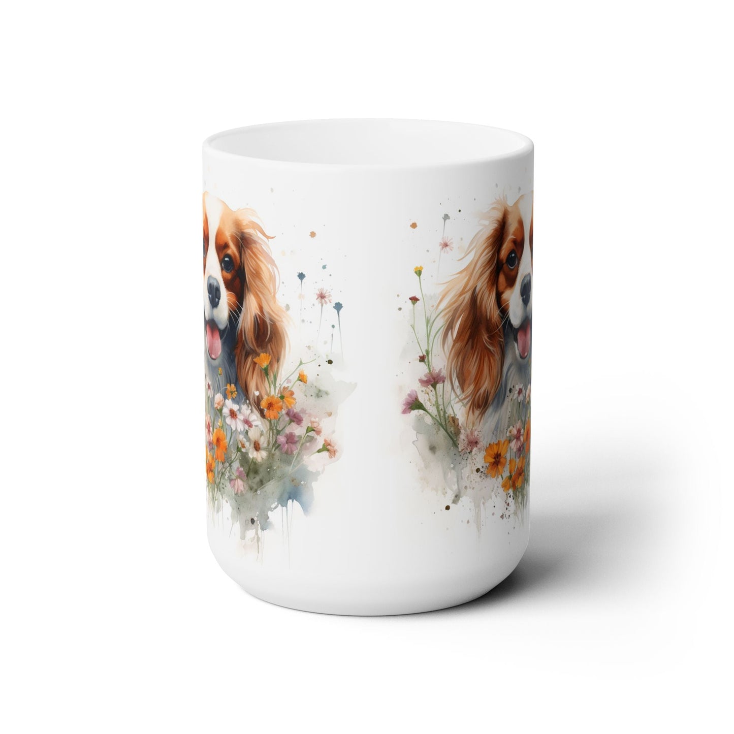 Cavalier King Charles Spaniel Mug – Floral Coffee Cup for Dog Lovers