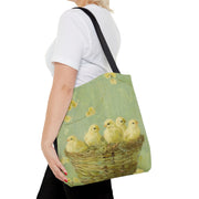 Charming Easter Chicks Spring Blossom Canvas Tote Bag