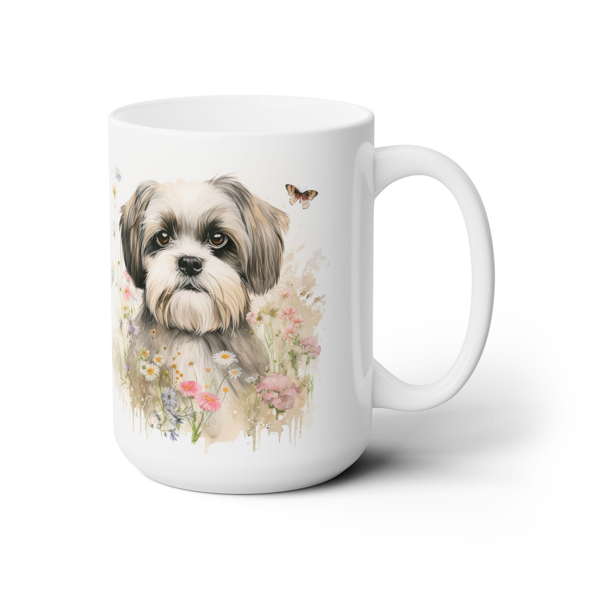 Shih Tzu Floral Meadow Coffee Mug – Perfect for Dog Lovers