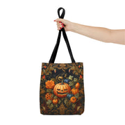 Elegant Vintage Pumpkin Halloween Tote Bag, Eco-Friendly Canvas Market Bag