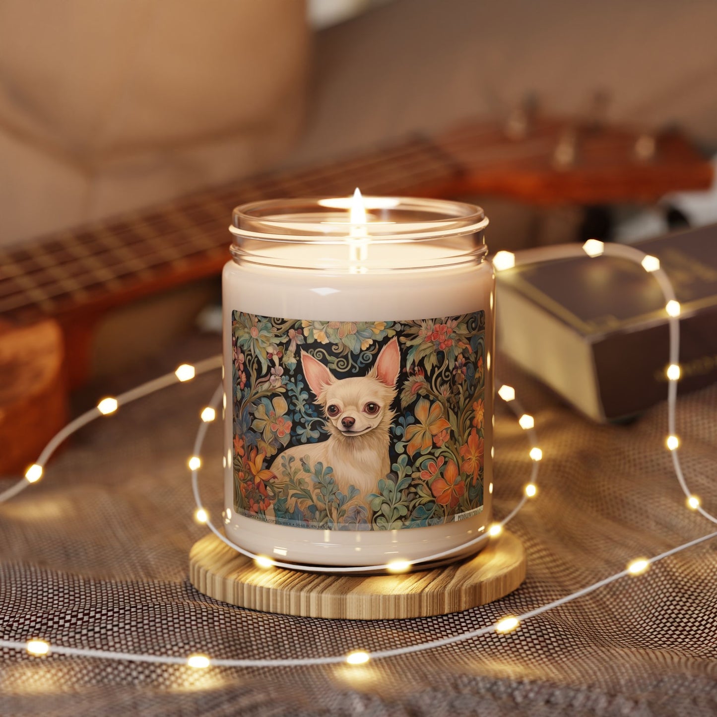 Charming Chihuahua Candle - Floral Vintage Design for Dog Lovers