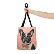 Chic French Bulldog Tote Bag with Pink Glasses and Bow Tie