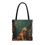 Golden Retriever Floral Art Tote Bag, Eco-Friendly Dog Lover Gift