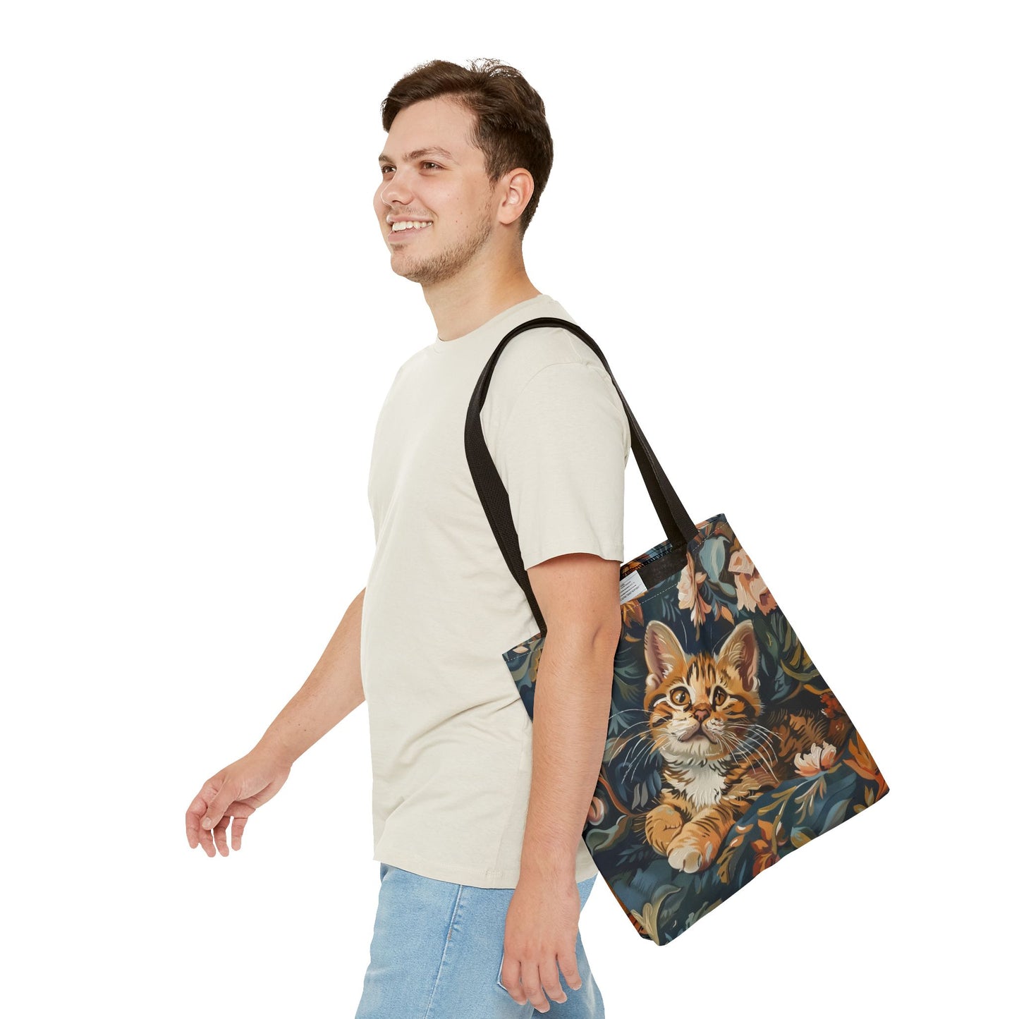 Whimsical Bengal Kitten Canvas Tote Bag, Eco-Friendly Cat Lover Gift