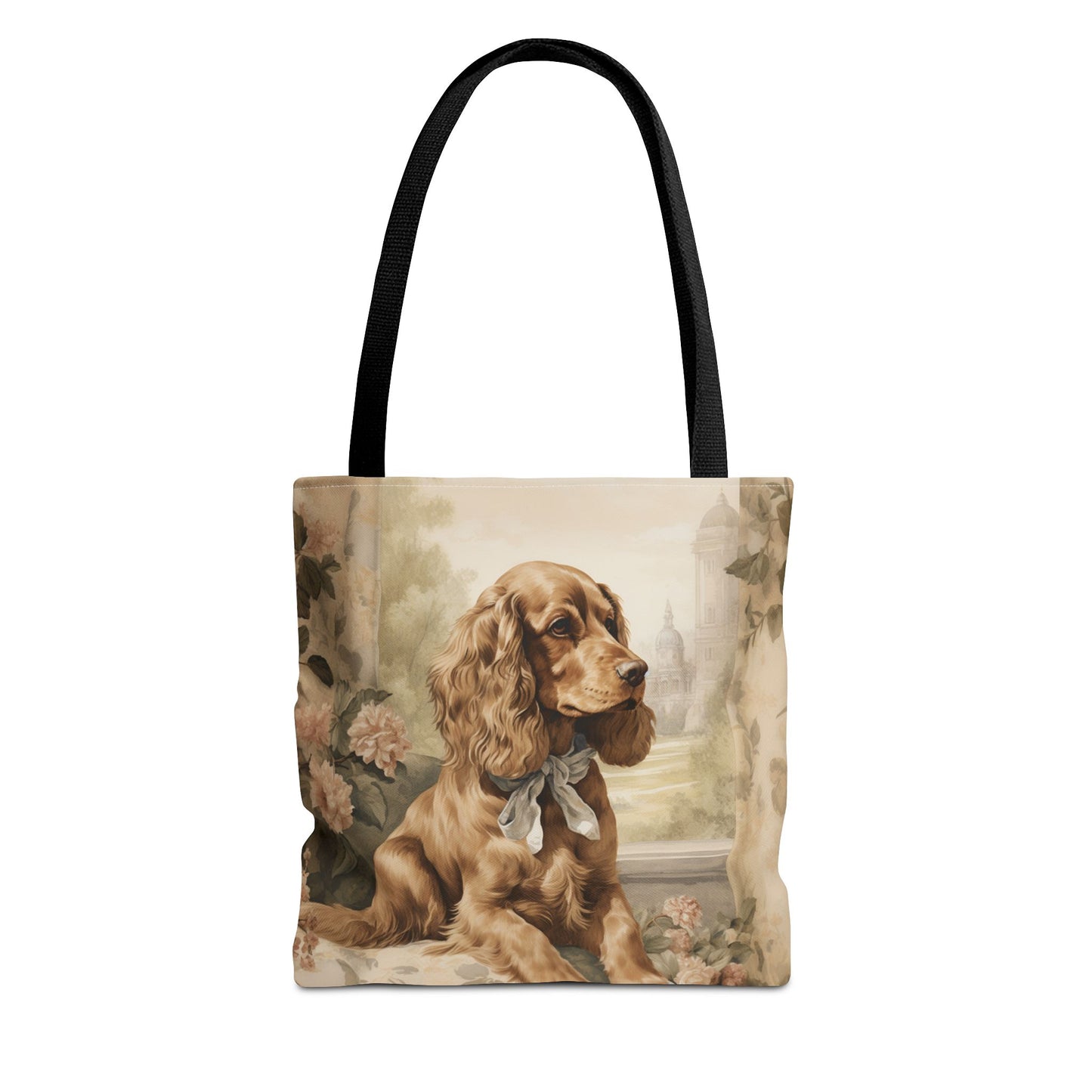 Elegant Cocker Spaniel Canvas Tote Bag, Floral Dog Lover's Gift