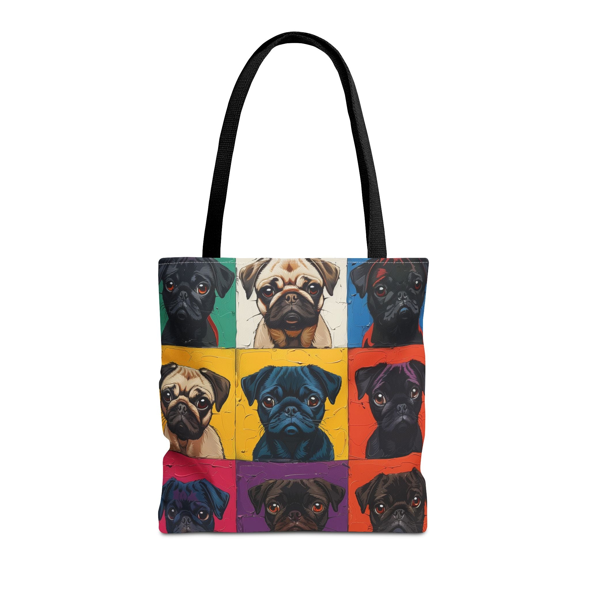 Colorful Pug Art Tote Bag, Eco-Friendly Canvas for Dog Lovers