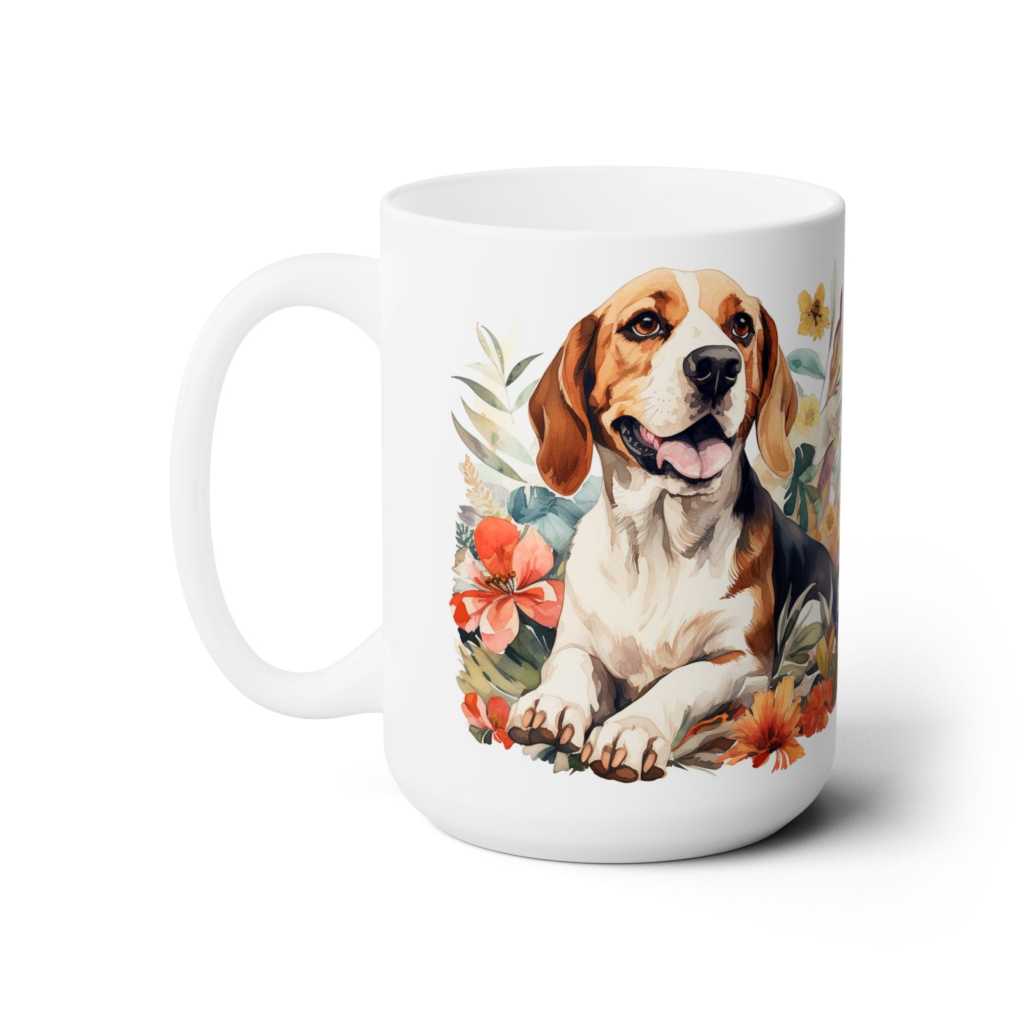 Beagle Bliss Floral Coffee Mug – Perfect for Dog Lovers!