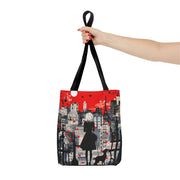 Parisian Romance Tote Bag with Silhouette Scene, Eco-Friendly Canvas