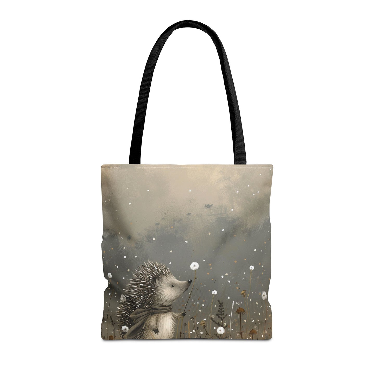 Whimsical Hedgehog Tote Bag with Dandelion Dreams - Eco-Friendly and Artistic