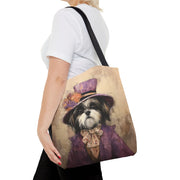 Regal Shih Tzu Tote Bag, Vintage-Style Canvas for Dog Lovers