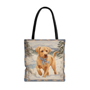 Golden Labrador Winter Tote Bag, Snowy Canvas Pet Lover Gift