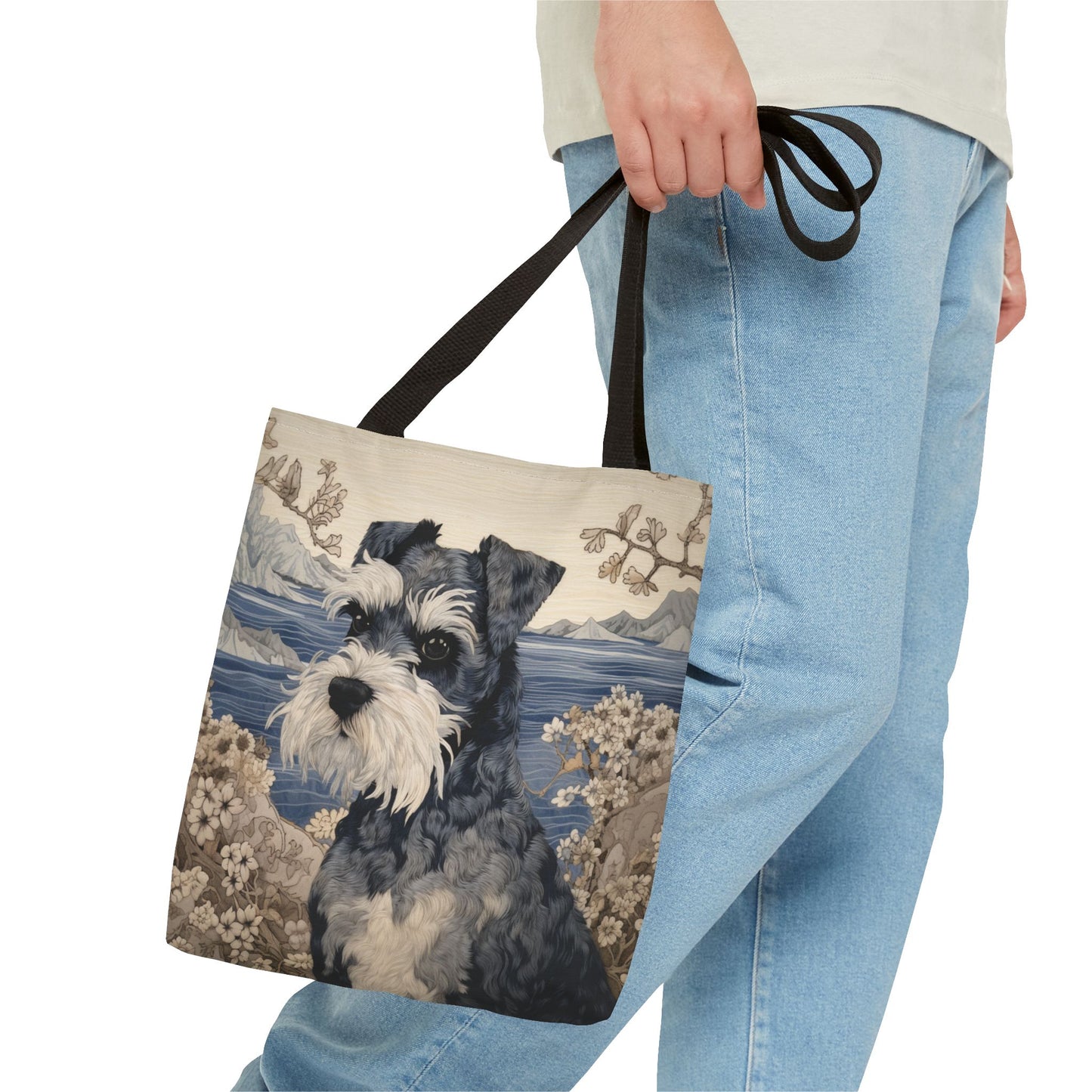 Miniature Schnauzer Coastal Elegance Tote Bag, Eco-Friendly Canvas for Dog Lovers