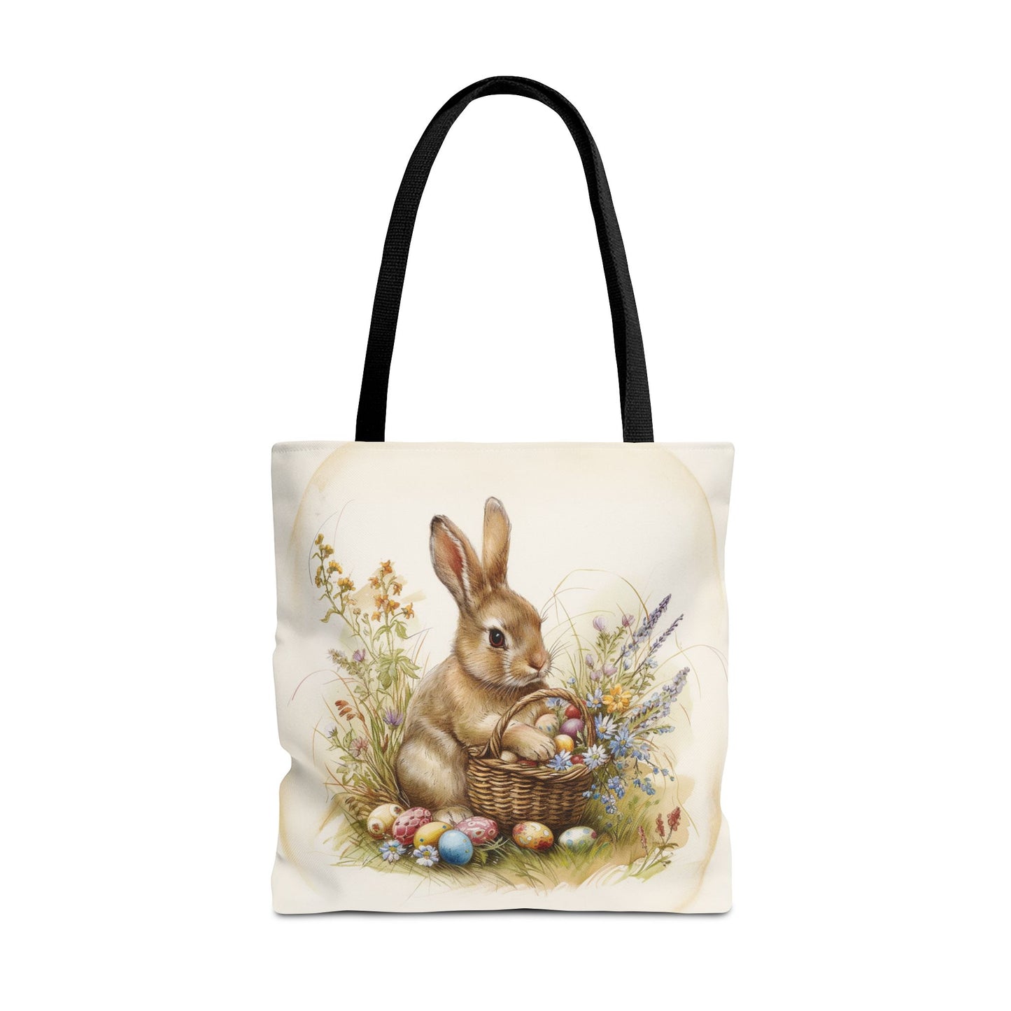 Easter Bunny Tote Bag with Floral Spring Design, Eco-Friendly Shopping Bag