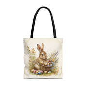 Easter Bunny Tote Bag with Floral Spring Design, Eco-Friendly Shopping Bag