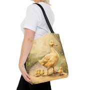 Charming Yellow Ducklings Canvas Tote Bag, Eco-Friendly Market Companion