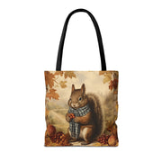 Autumn Squirrel Tote Bag, Festive Eco-Friendly Canvas for Thanksgiving