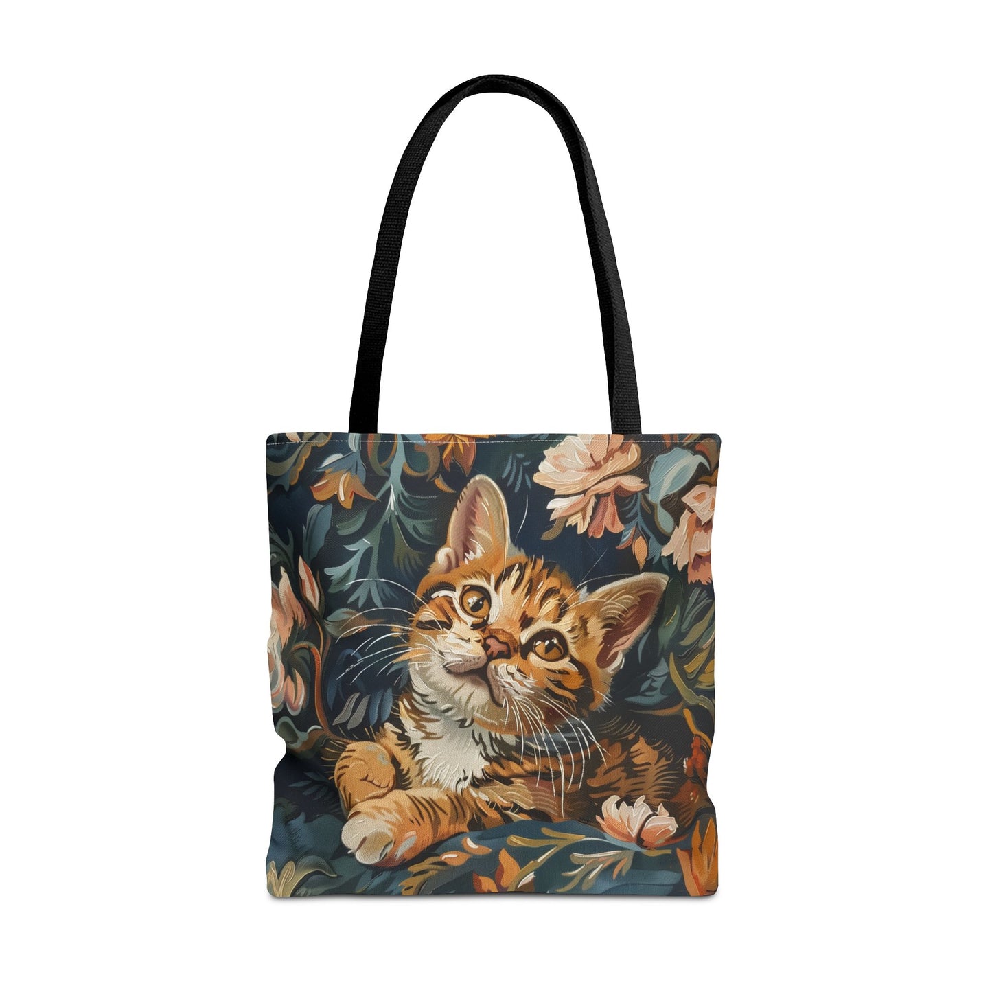 Whimsical Bengal Kitten Canvas Tote Bag, Eco-Friendly Cat Lover Gift