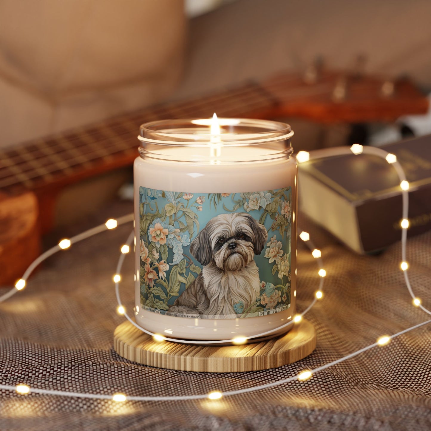 Shih Tzu Floral Candle – Elegant Soy Wax Gift for Pet Lovers