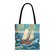 Sailboat Adventure Tote Bag, Ocean-Themed Eco-Friendly Shopping Bag