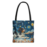 Cavalier King Charles Spaniel Starry Night Canvas Tote Bag, Artistic Gift for Dog Lovers