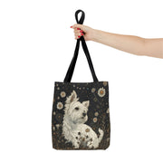 Westie Floral Canvas Tote Bag, Eco-Friendly Market Bag for Dog Lovers