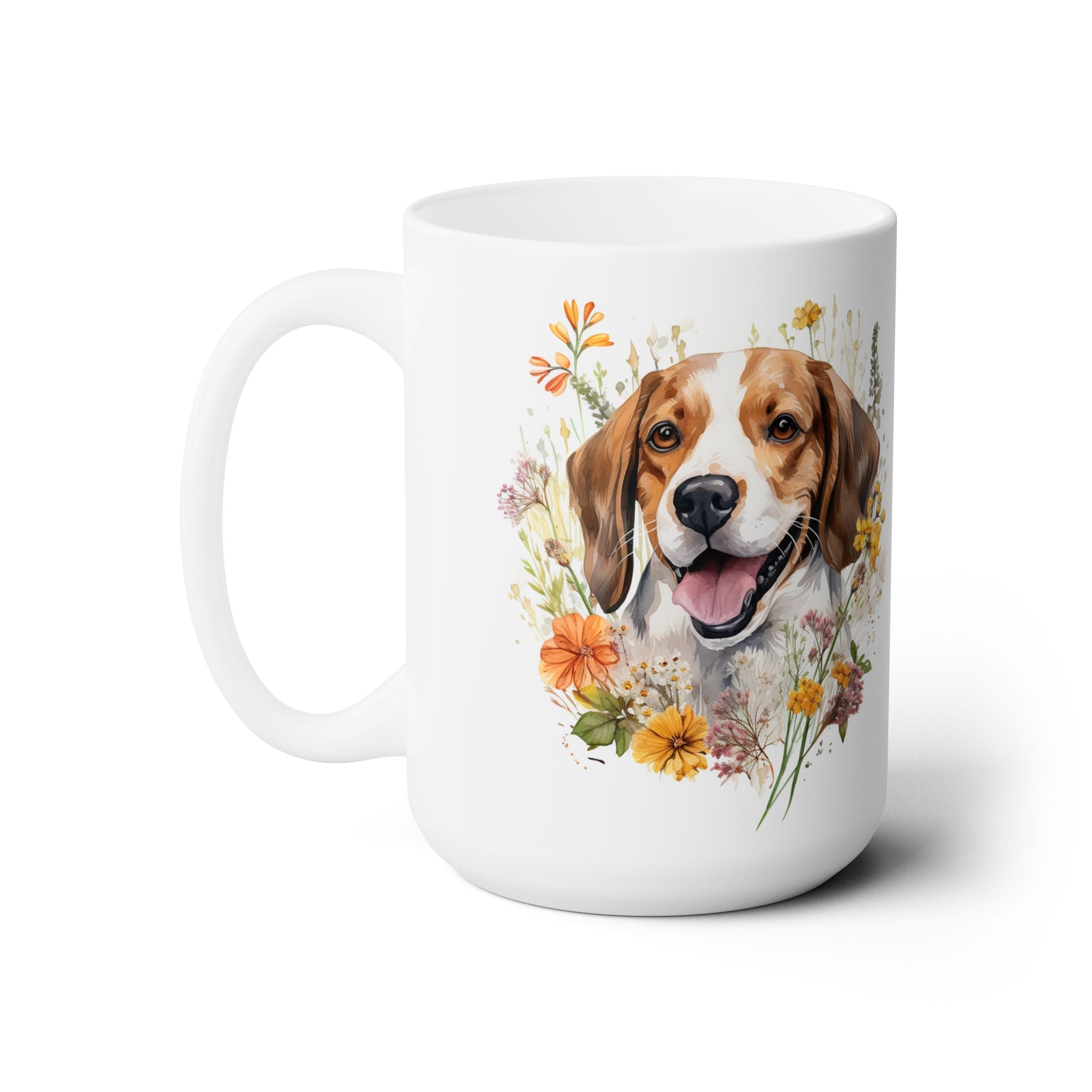 Beagle Bliss Floral Mug - Perfect for Coffee and Dog Lovers