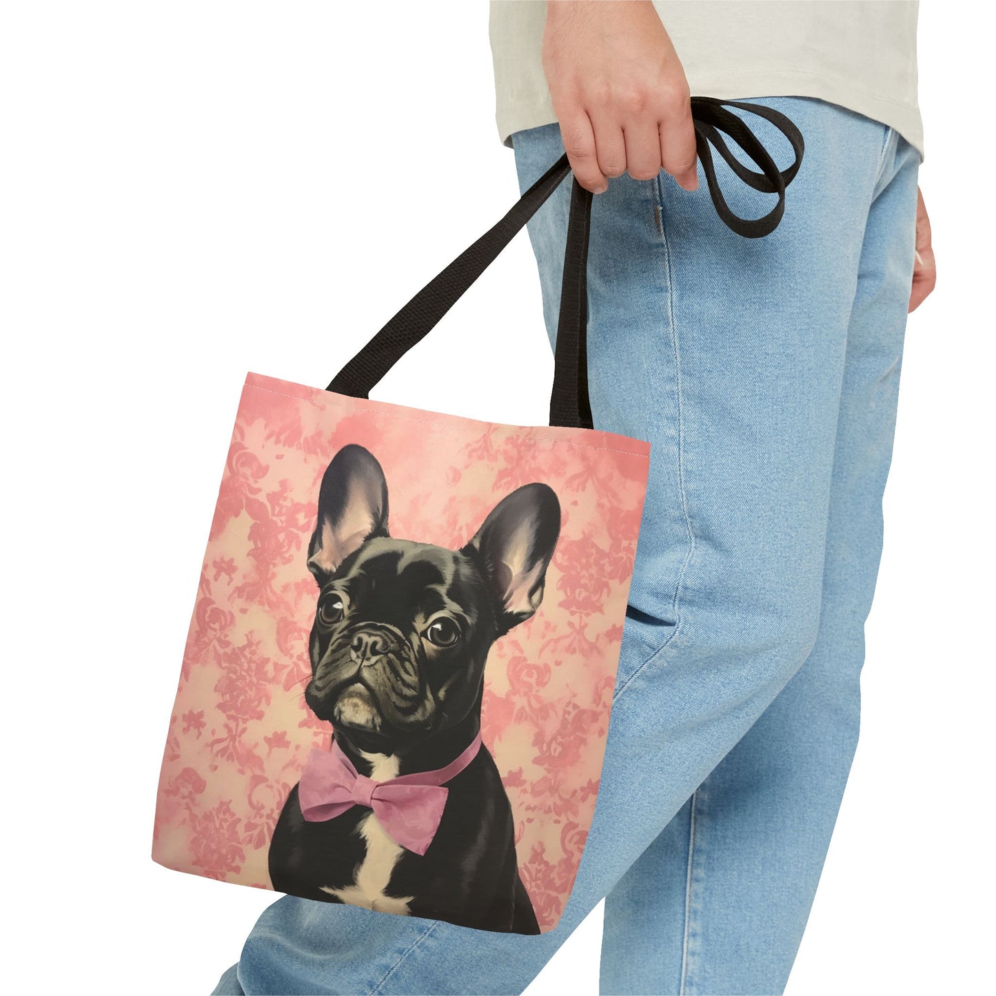 Chic French Bulldog Tote Bag – Pink Bowtie Art Design for Dog Lovers