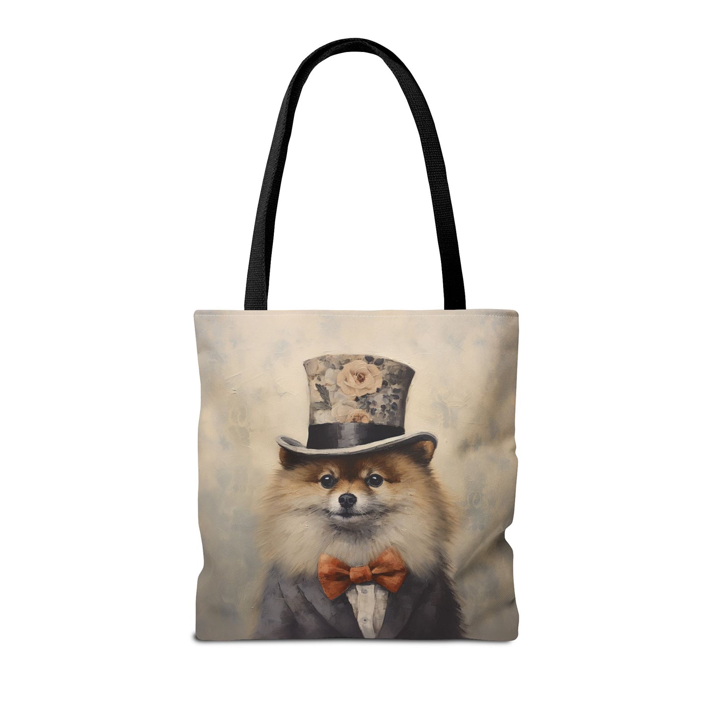 Regal Pomeranian Tote Bag with Floral Accent, Reusable Shopping Bag