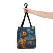 Yorkie Starry Night Canvas Tote Bag – Artistic & Eco-Friendly