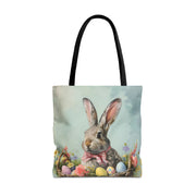 Easter Bunny Floral Tote Bag with Pastel Egg Design