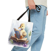 Whimsical Duckling Reading Tote Bag, Eco-Friendly Canvas Gift