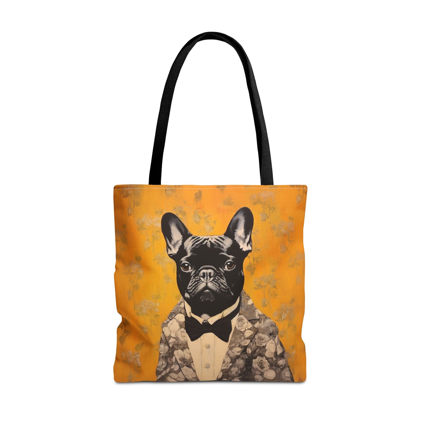 Elegant French Bulldog Floral Tote Bag, Chic Eco-Friendly Design