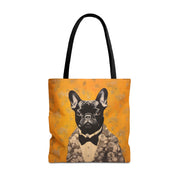 Elegant French Bulldog Floral Tote Bag, Chic Eco-Friendly Design