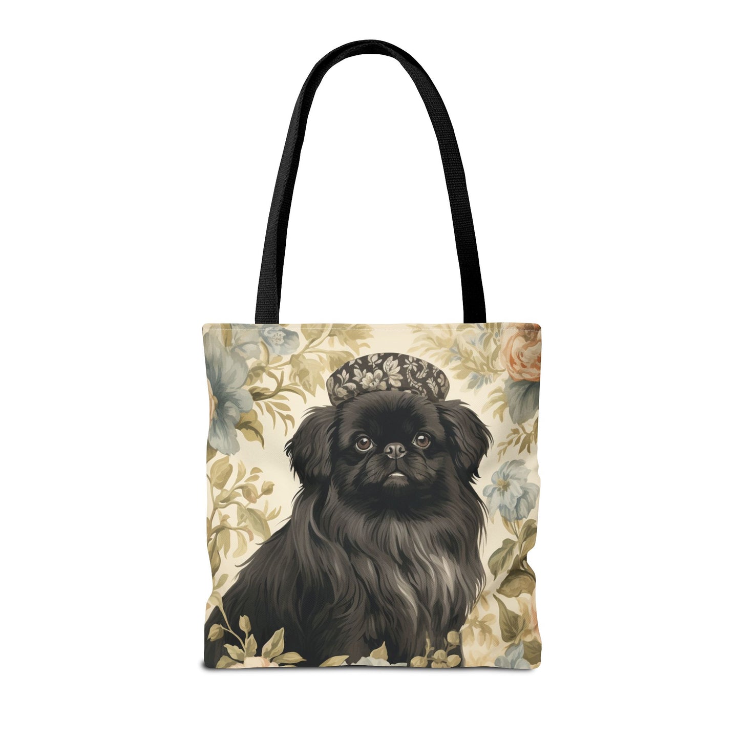 Charming Pekingese Floral Tote Bag, Elegant Art for Dog Lovers