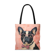 Chic French Bulldog Tote Bag with Pink Glasses and Bow Tie