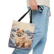 Pomeranian Bliss Tote Bag, Japanese Art Canvas Eco-Friendly Gift