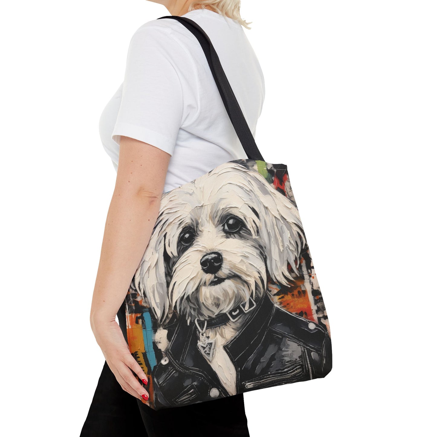 Rockstar Maltese Tote Bag, Artistic and Eco-Friendly Canvas for Dog Lovers