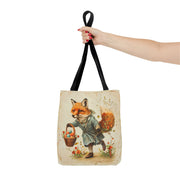 Vintage Easter Fox Tote Bag, Charming Canvas Shopping Gift Bag