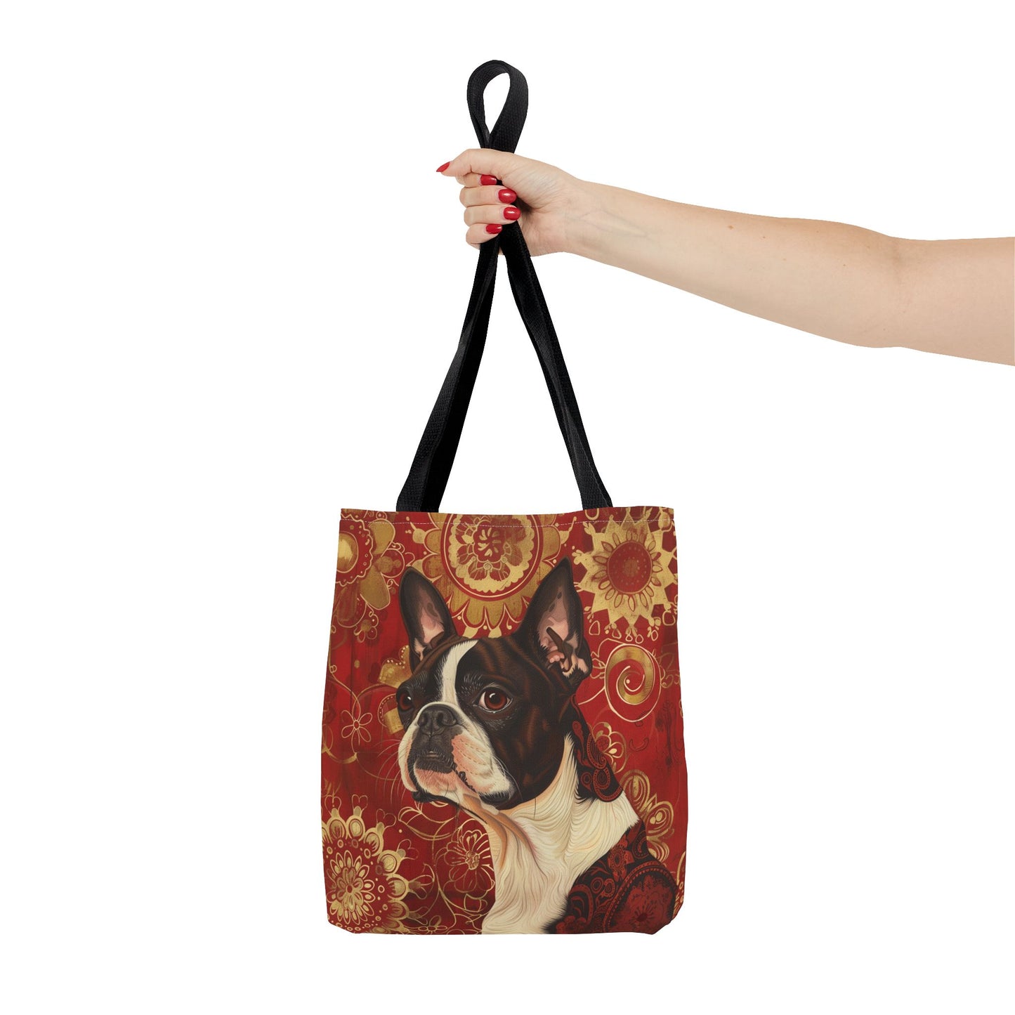 Charming Boston Terrier Tote Bag with Vibrant Floral Design