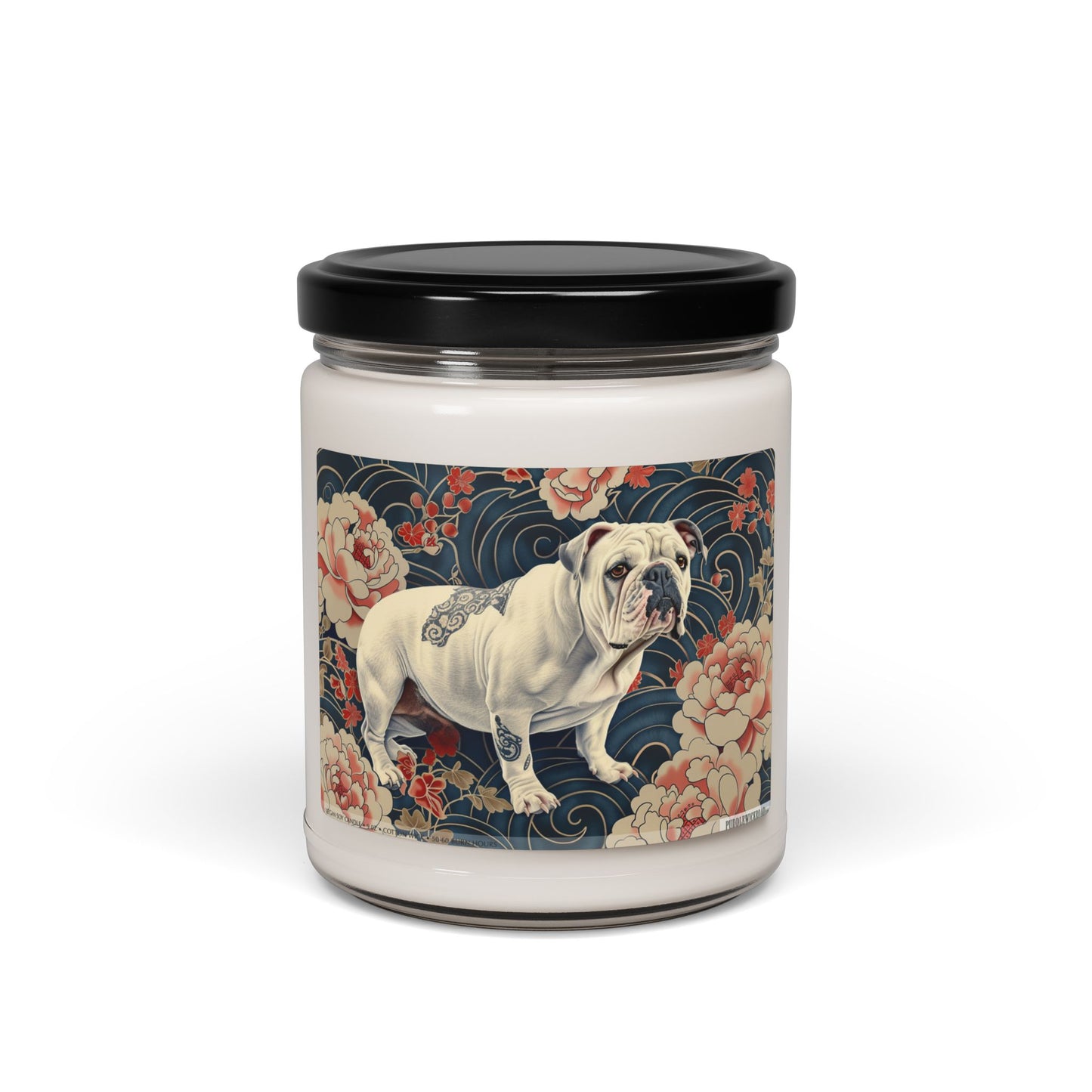 English Bulldog Vintage Floral Candle Gift