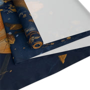 Navy Floral Table Runner | Gold, Blue, and Cream Design (72" or 90")