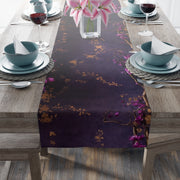 Dark Floral Table Runner | Purple, Gold, and Fuchsia Design (72" or 90")