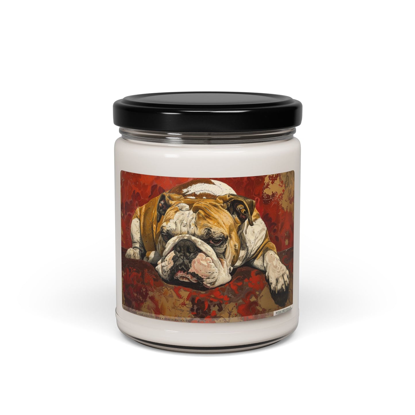 English Bulldog Vintage Art Candle - Dog Lover Gift or Pet Memorial