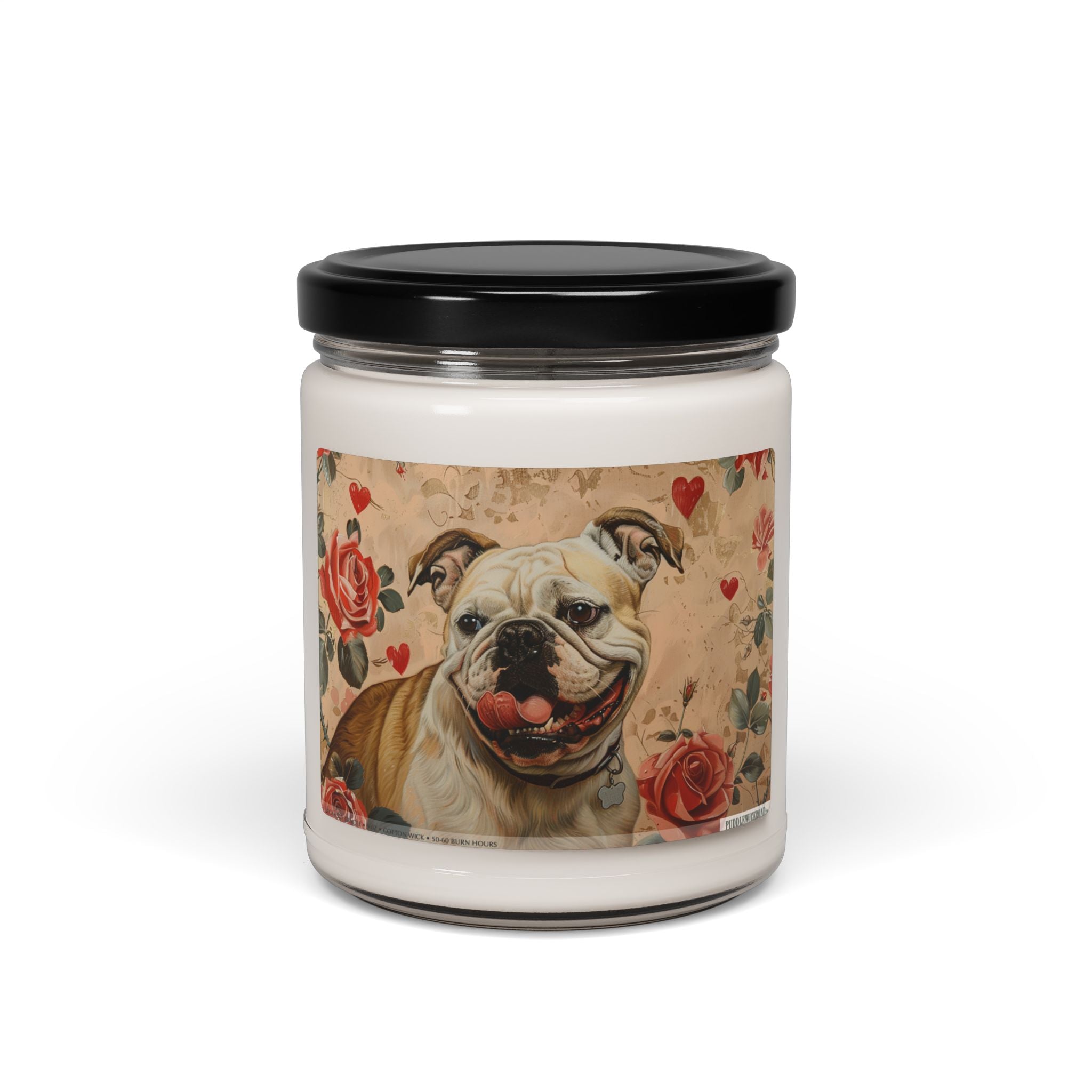 Bulldog Love Candle – Vintage Floral Soy Gift for Dog Lovers