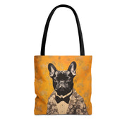 Elegant French Bulldog Floral Tote Bag, Chic Eco-Friendly Design