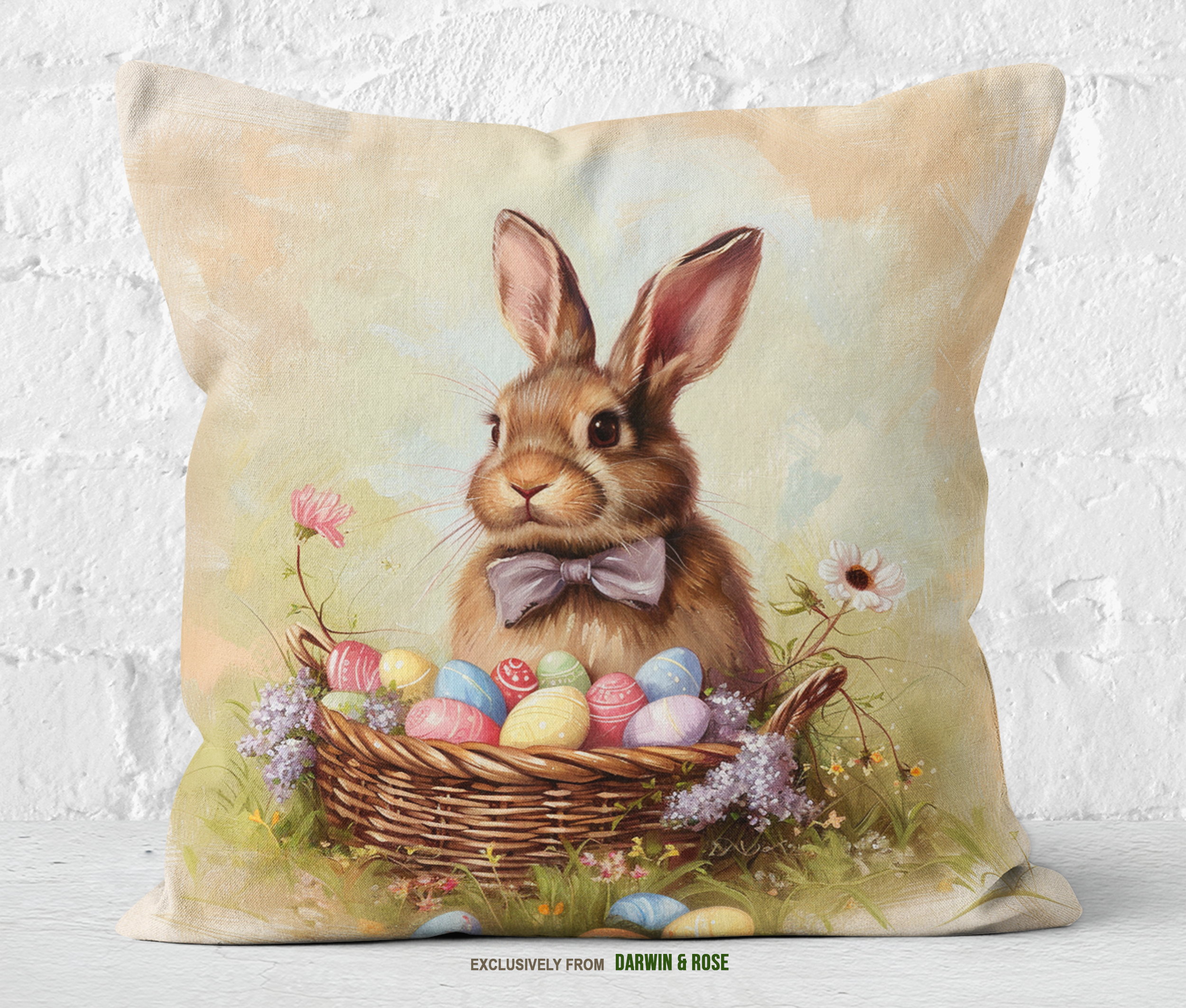 Easter Bunny Pastel Charm Throw Pillow