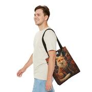 Fox Floral Elegance Tote Bag, Eco-Friendly Canvas Market Bag