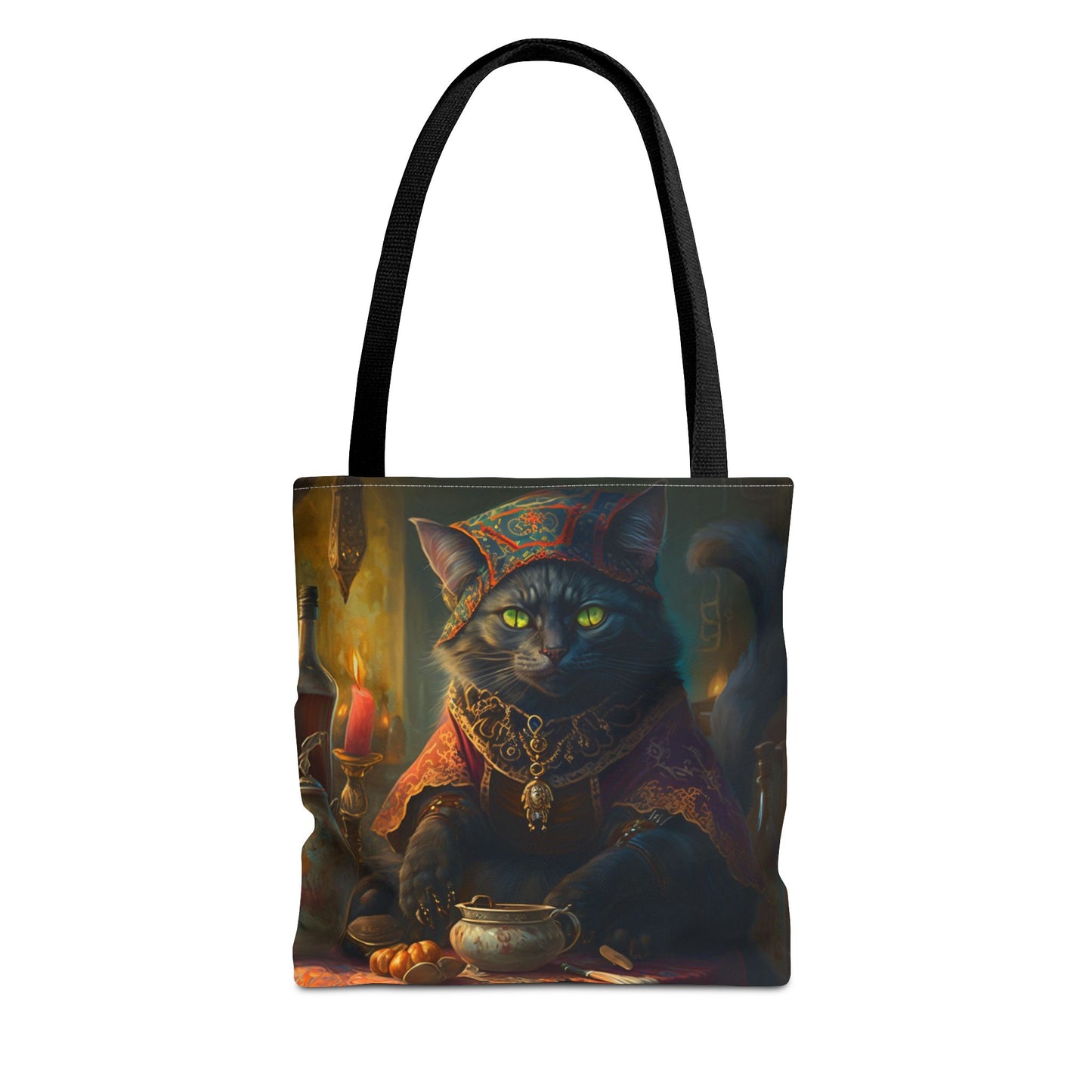 Mystic Black Cat Enchanted Tote Bag, Artistic Eco-Friendly Gift for Cat Lovers